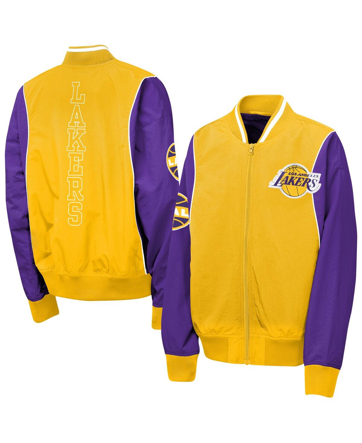 Outerstuff Big Boys and Girls Gold/Purple Los Angeles Lakers Two-Pointer Full-Zip Windbreaker