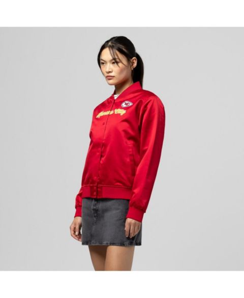 Женские куртки Mitchell & Ness Women's Red Kansas City Chiefs Full-Snap Satin Jacket