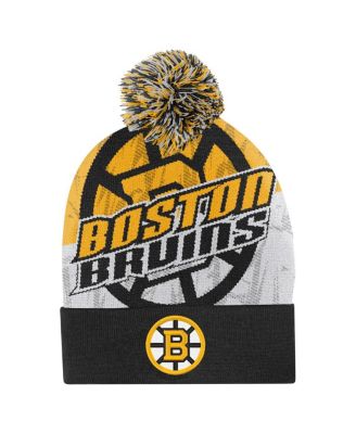 Outerstuff - Big Boys and Girls Black Boston Bruins New Edge Cuffed Knit Hat with Pom