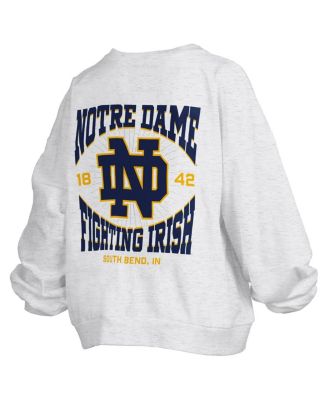 Women's Oatmeal Notre Dame Fighting Irish Waist Length Oversized Janise M&eacute;lange Sweatshirt