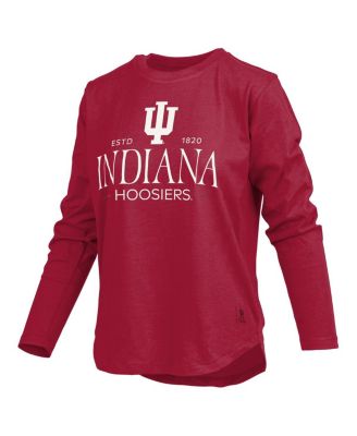 Women's Crimson Indiana Hoosiers Silver on Long Sleeve T-Shirt