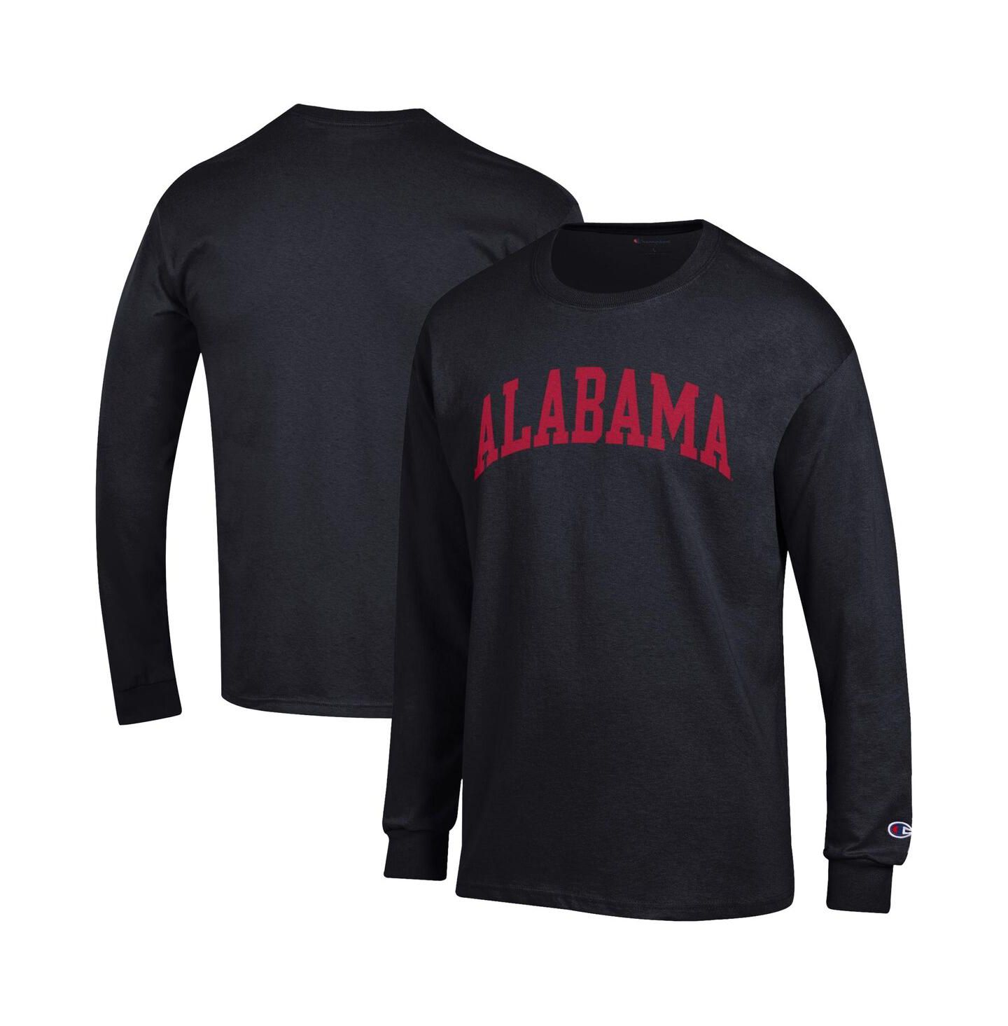 Мужская футболка Champion Alabama Crimson Tide Basic Arch Long-Sleeve Crewneck Screen-Print Graphics, цвет: Чёрный — фото 1