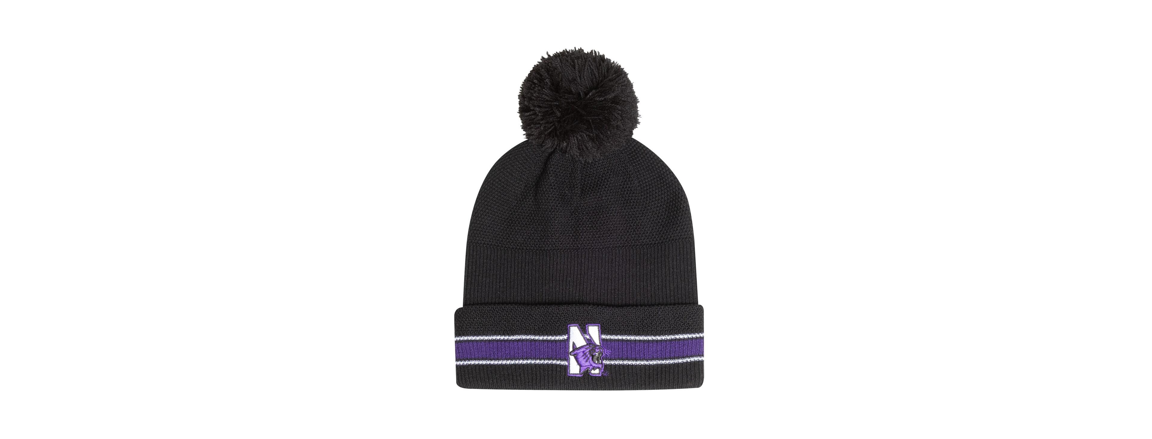 Under Armour Men's Black Northwestern Wildcats City Collection Drive Cuffed with Pom Knit Hat