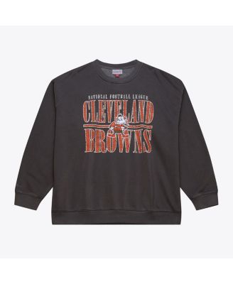 Men's Black Cleveland Browns Downtown Crew Vintage Logo Sweatshirt