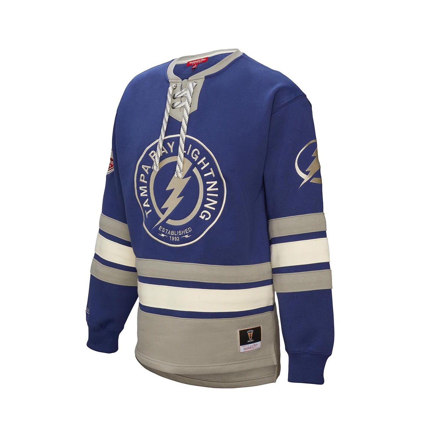 Женская толстовка Mitchell & Ness Blue Tampa Bay Lightning Heritage Lace-Up Pullover — фото 3