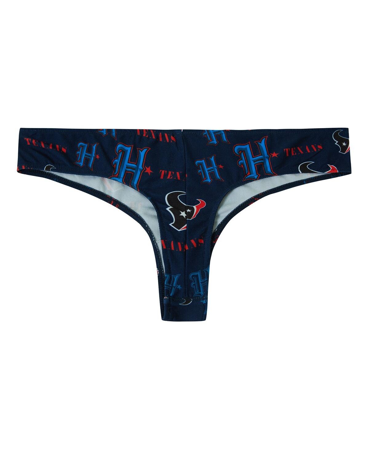 Concepts Sport Women's Navy Houston Texans Mosaic All Over Print Thong In Blue