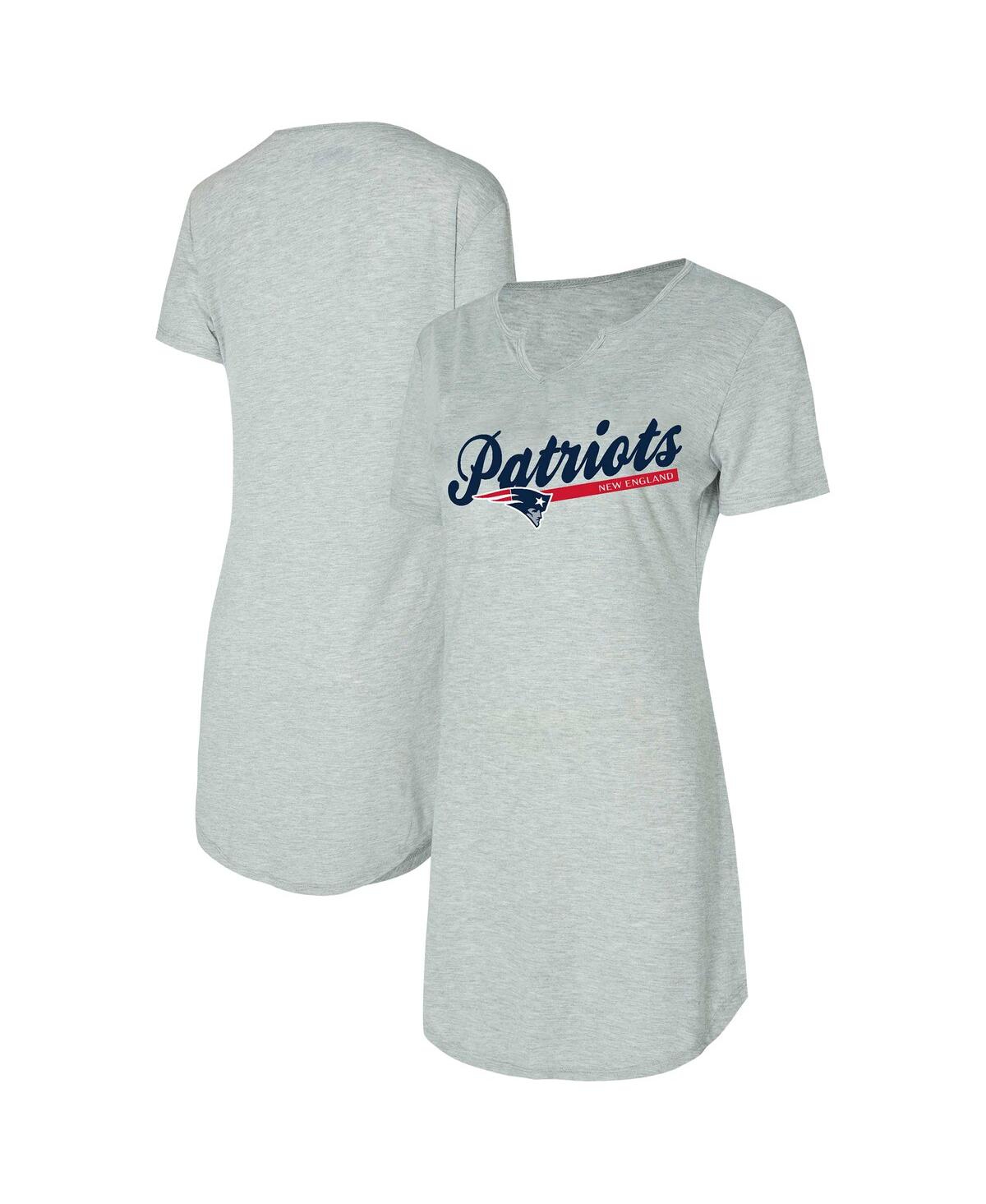 Concepts Sport Women's Gray New England Patriots Petition Knit Notch Neck Nightshirt