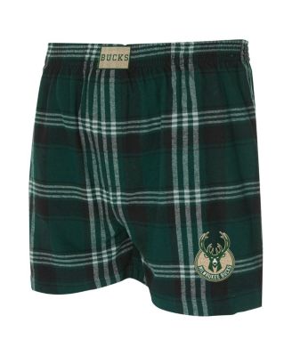 Men's Hunter Green Milwaukee Bucks Region Flannel Boxer Short
