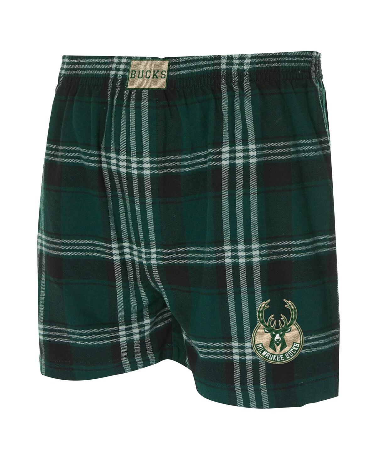 Concepts Sport Men's Hunter Green Milwaukee Bucks Region Flannel Boxer Short