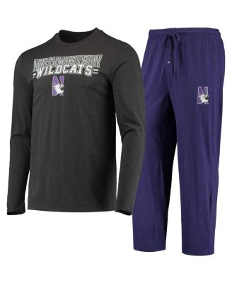 Concepts Sport - Men's Purple/Heathered Charcoal Northwestern Wildcats Meter Long Sleeve Top Pants Sleep Set