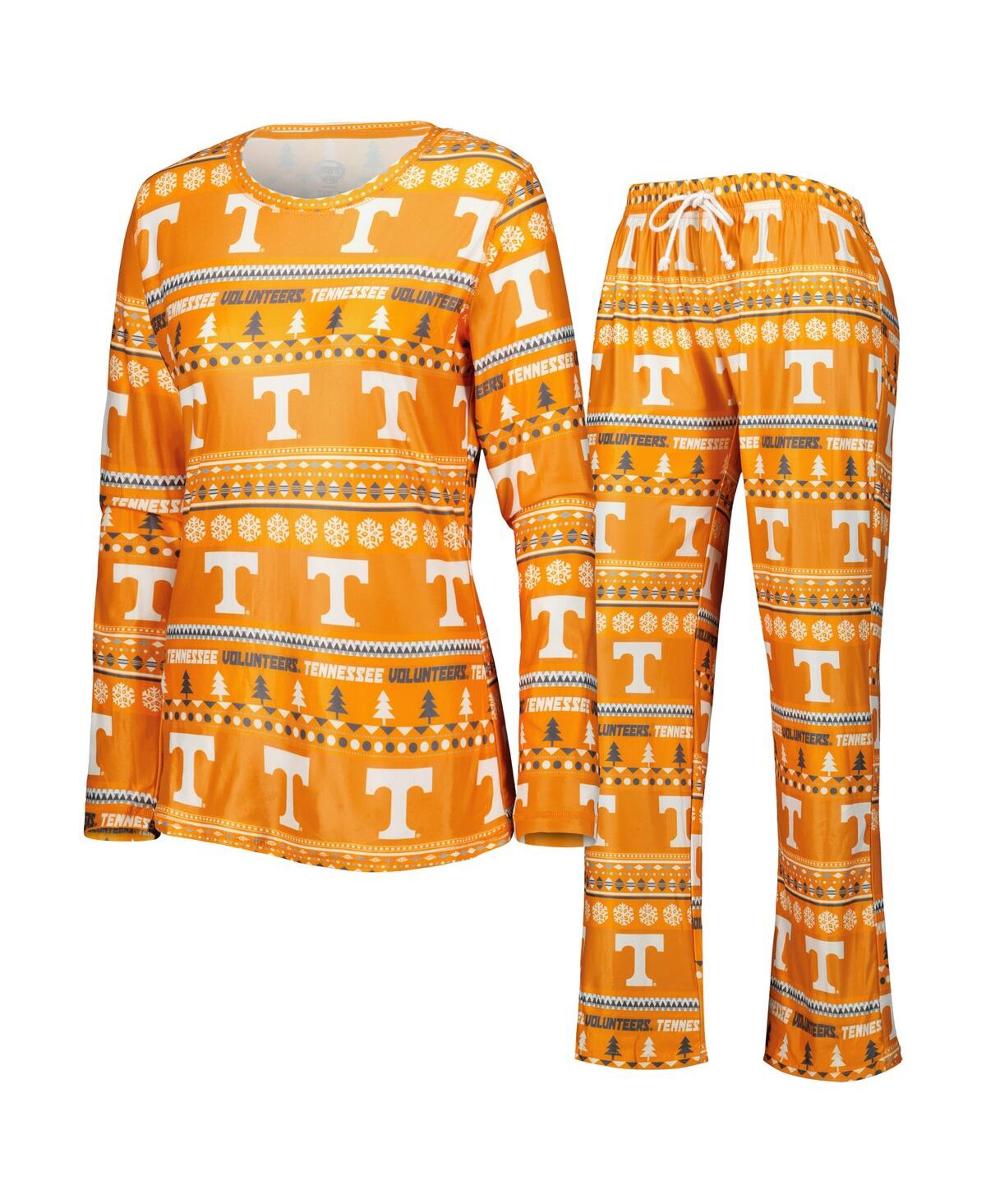 Concepts Sport Women's 2-piece Tennessee Orange Tennessee Volunteers Holiday Long Sleeve Top And Pants Sleep Set In Orange