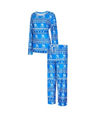 Concepts Sport - Women's Royal Kentucky Wildcats Holiday Long Sleeve Top and Pants Sleep Set