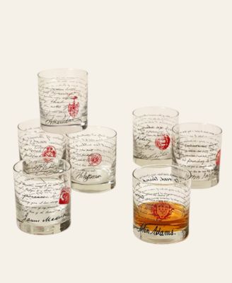 Founding Fathers Printed 11-Oz. Whiskey Glasses, Set of 7