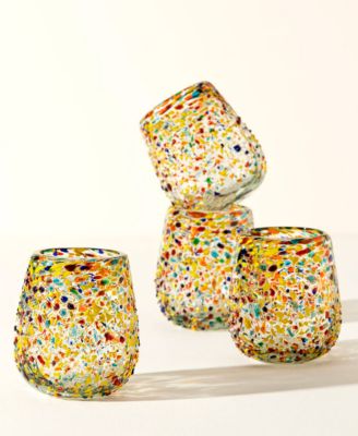 Glass ,Set of 4 Stemless Wine Glasses