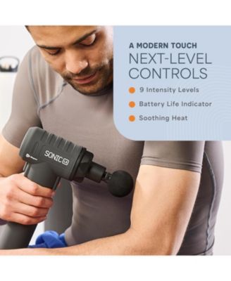 Sonic LX Professional Heated Percussion Massage Gun with 9 Speeds & 10 Attachments for Deep Tissue, Neck & Back Relief