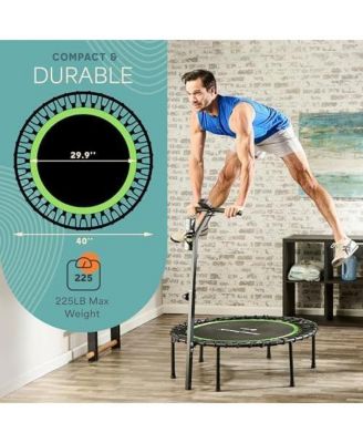 JumpTrack 40” Rebounder Trampoline with Jump Counter – Silent Bungee – 225/350 lb Capacity – Low-Impact Home Exercise