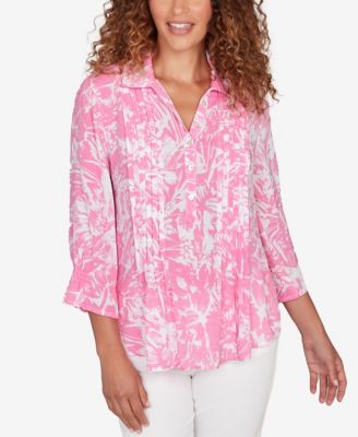 Petite Brushstroke Floral Silky Gauze Popover Top