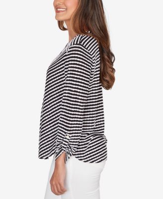 Petite Mitered Scallop Stripe Tunic Top