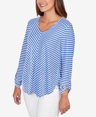 Petite Mitered Scallop Stripe Tunic Top