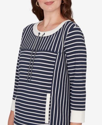 Petite Striped Popover Pocket Top