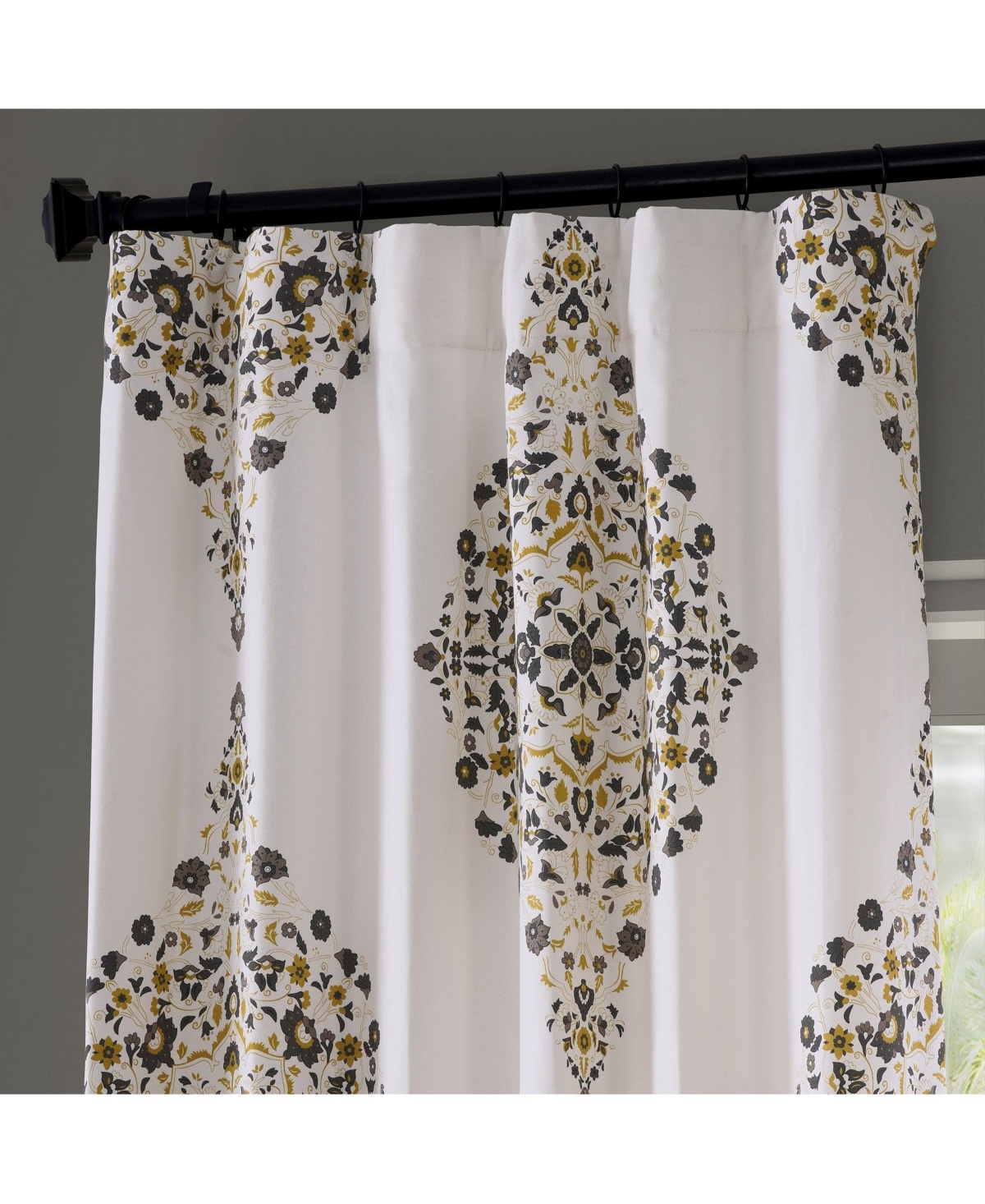Half Price Drapes Emblem Printed Cotton Room Darkening Curtain