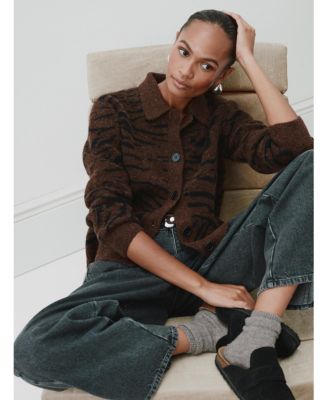 Women's Wool Blend Jacquard Shirt Jacket