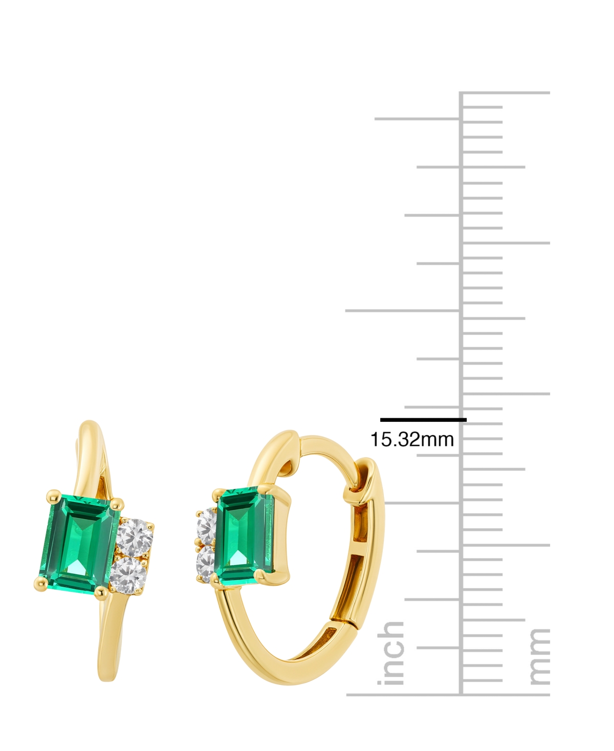 Macy's Lab-grown Ruby (1-1/3 Ct. T.w.) & White Sapphire (1/5 Ct. T.w.) Earring In 14k Gold Over Sterling Si In Green