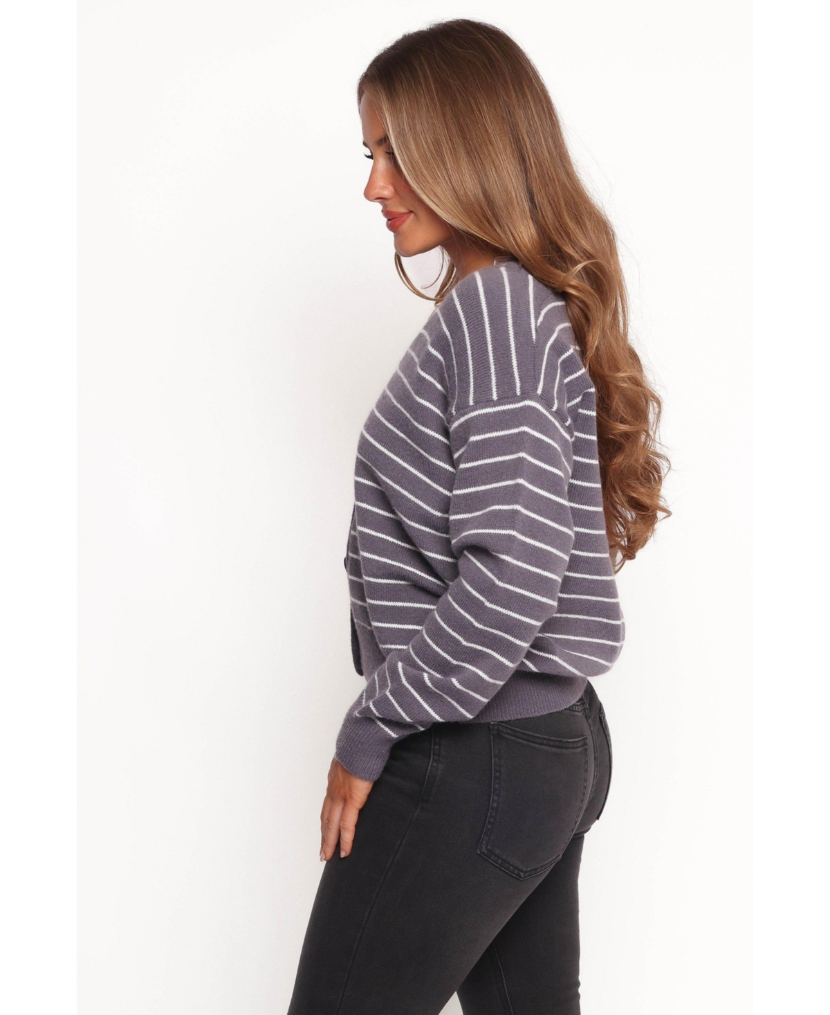 Petal and Pup Women's Zammy Lurex Strip Button Front Cardigan