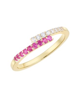 Macy's - Lab-Grown Ruby (1/4 ct. t.w.) & White Sapphire (1/5 ct. t.w.) Ring in 14K Gold Over Sterling Silver (also in Sapphire & Emerald)