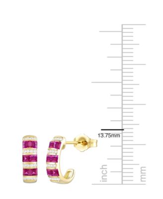 Lab-Grown Ruby (5/8 ct. t.w.) & White Sapphire (1/6 ct. t.w.) Earring in 14k Gold Over Sterling Silver (also in Emerald & Sapphire)