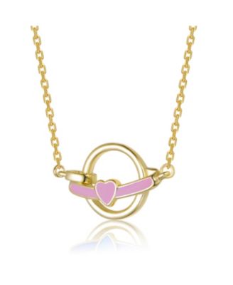 Kids Plated Intertwined Rings & Enamel Heart Necklace