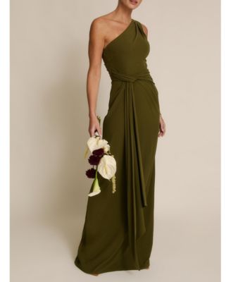 Women's One Shoulder Drape Stretch Bridesmaid Dress