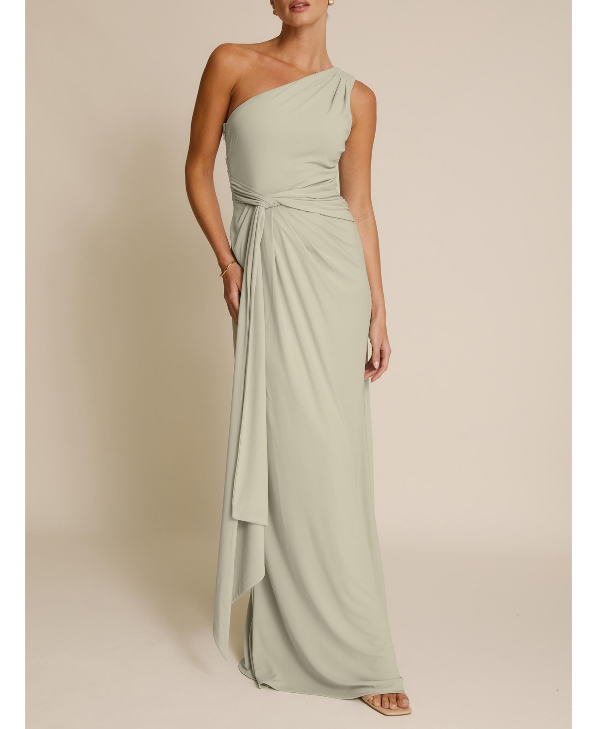 Six Stories Women's One Shoulder Drape Stretch Bridesmaid Dress