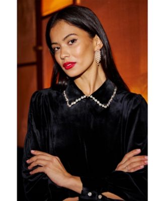 Women's Long Sleeve Velvet Tunic Dress