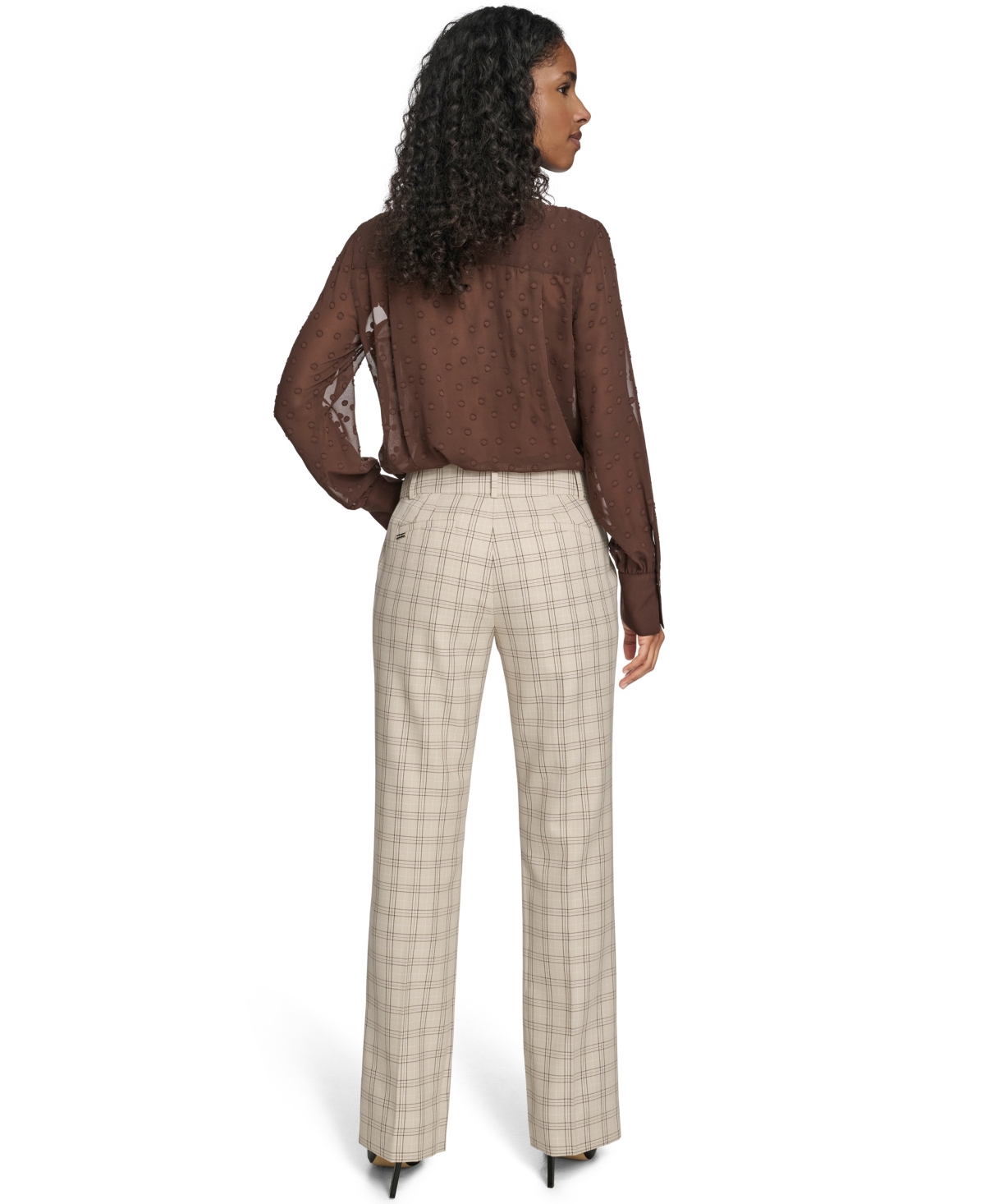 Tommy Hilfiger Women's Plaid Bootcut Trousers In Gray