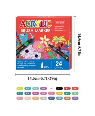 24 Vivid Colors Acrylic Paint Markers, Professional-Grade Paint Pen for Rock Painting, Canvas, Glass, Plastic, Fabric and Eggs