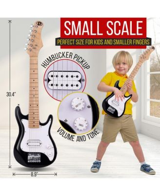 30" Kids Electric Guitar Kit with Amplifier, Accessory Pack - Black Gloss, PEGKT30