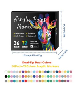 Dual Tip Acrylic Paint Markers, 74 Colors, Brush Pens for Wood, Glass, Rocks, Paper, Canvas, DIY Crafts for Adults & Kids