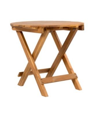 Foldable Acacia Wood End Table - Adjustable & Sturdy