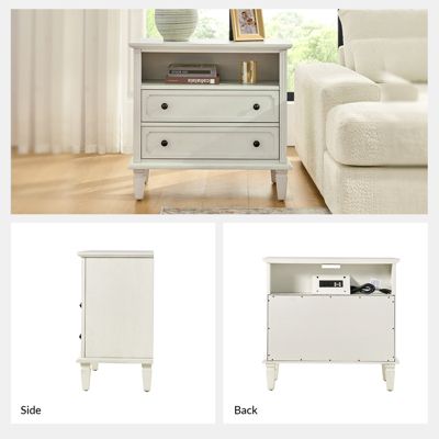 Kamilo Transitional 2-Drawer Solid Wood End Table