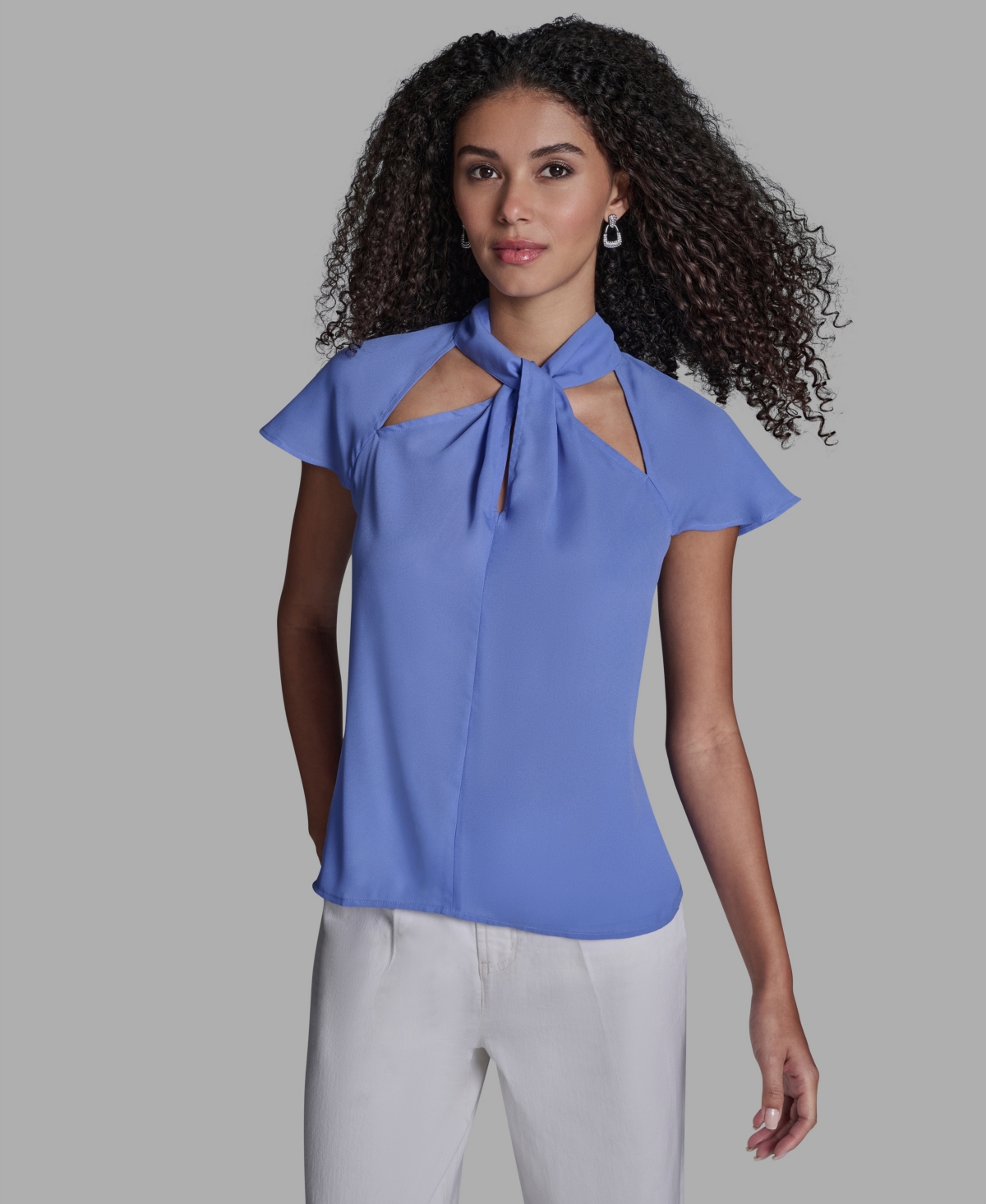 Bcbg Women's High Neck Short-Sleeve Top