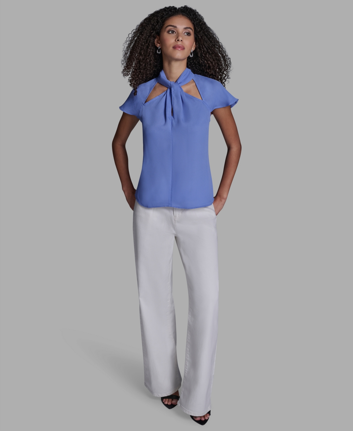 Bcbg Women's High Neck Short-Sleeve Top