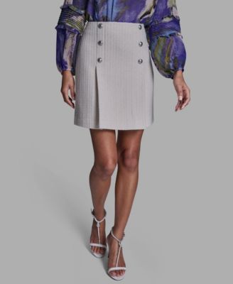 BCBG - Women's Button Detail Pleated Mini Skirt