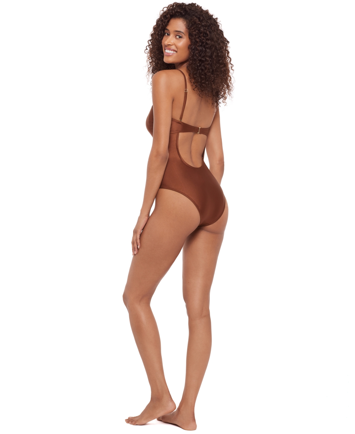 Steve Madden Women's Bandeau Neck One-piece Swimsuit In Brown