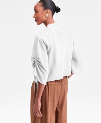 Women's 3/4 Sleeve Button Front Chambray Blouse