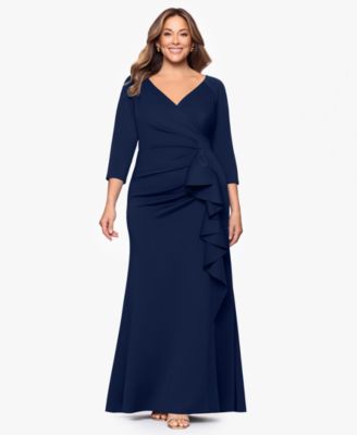 Plus Size V-Neck 3/4-Sleeve Dress