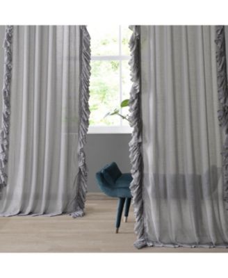 Ruffled Faux Linen Sheer Curtain