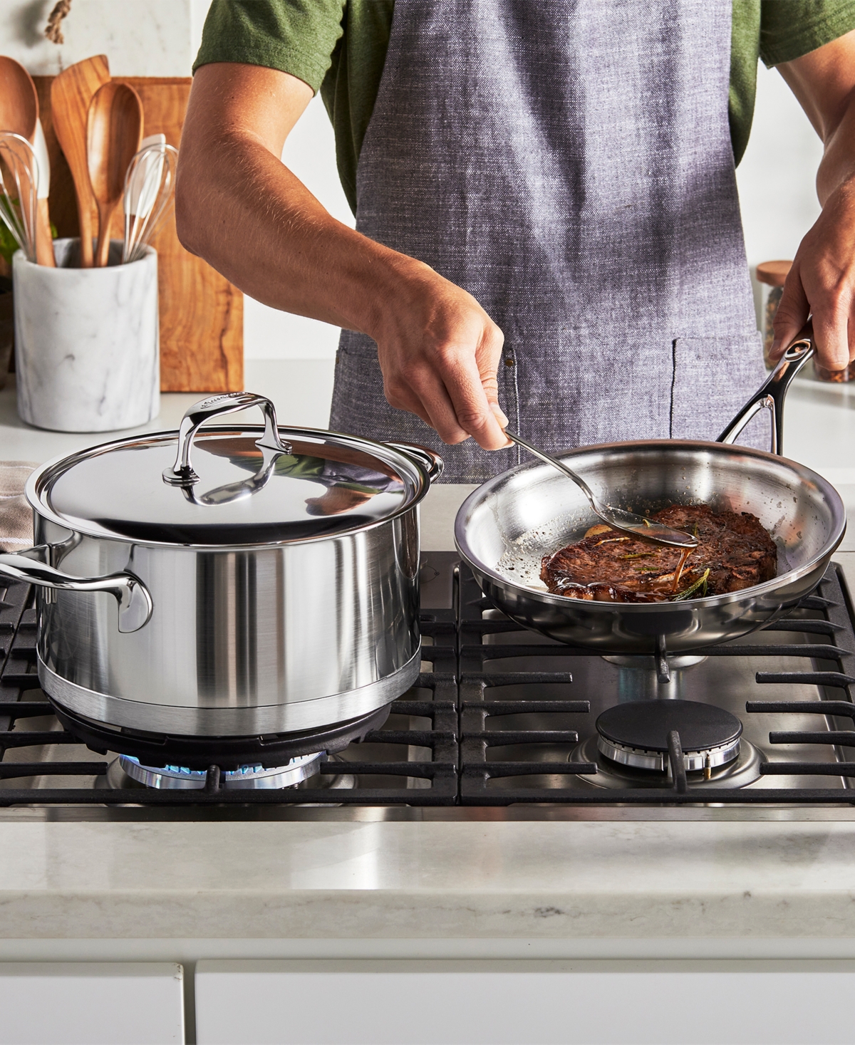 Demeyere Atlantis 7 Stainless Steel 3-pc. Cookware Set In Metallic