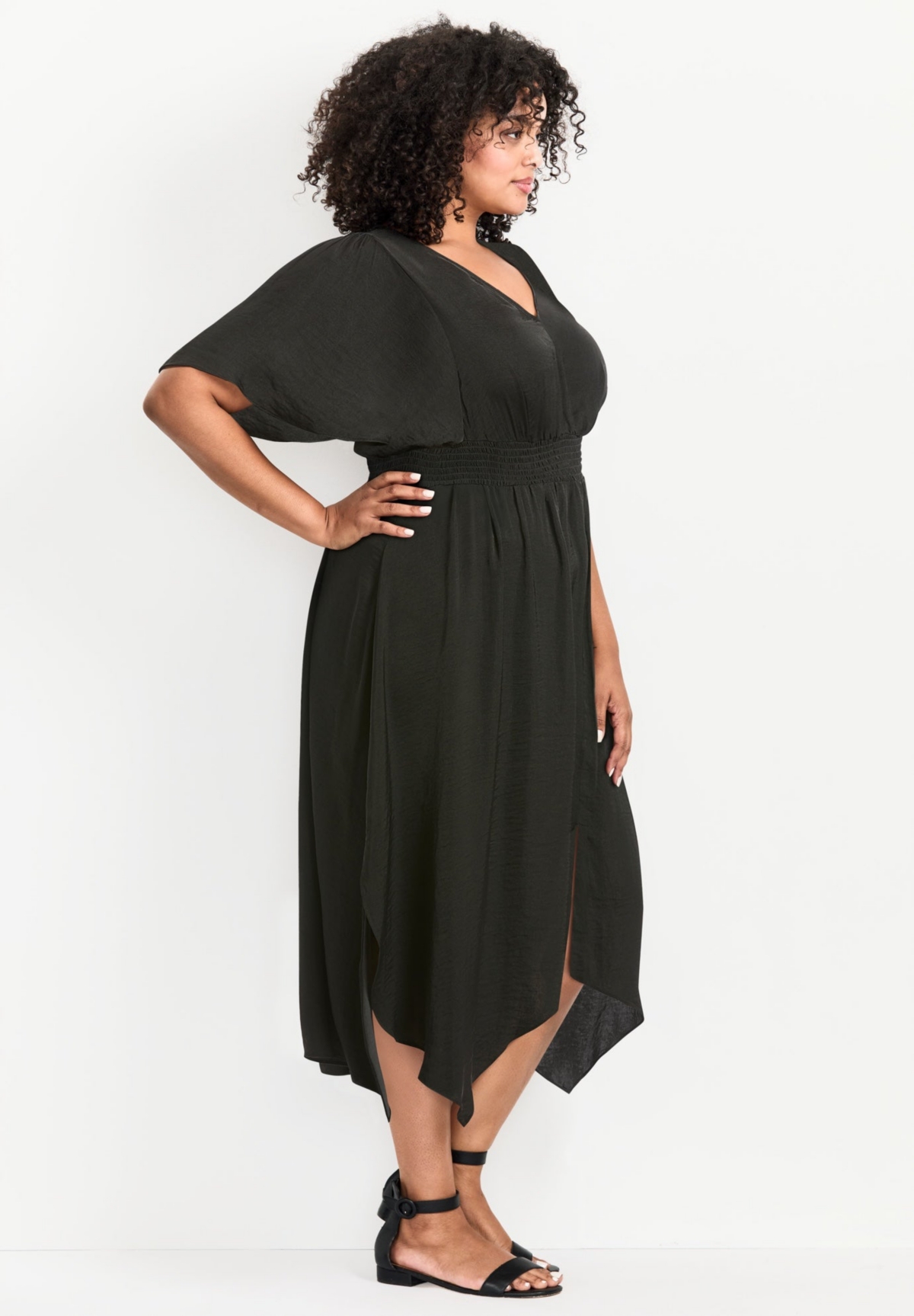 Avenue Women's Plus Aimee Sateen Flutter Sleeve Dress