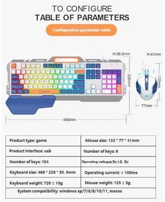 Wired USB Metal Gaming Keyboard and Mouse Set – Mechanical Feel, Esports Ready, White Ash